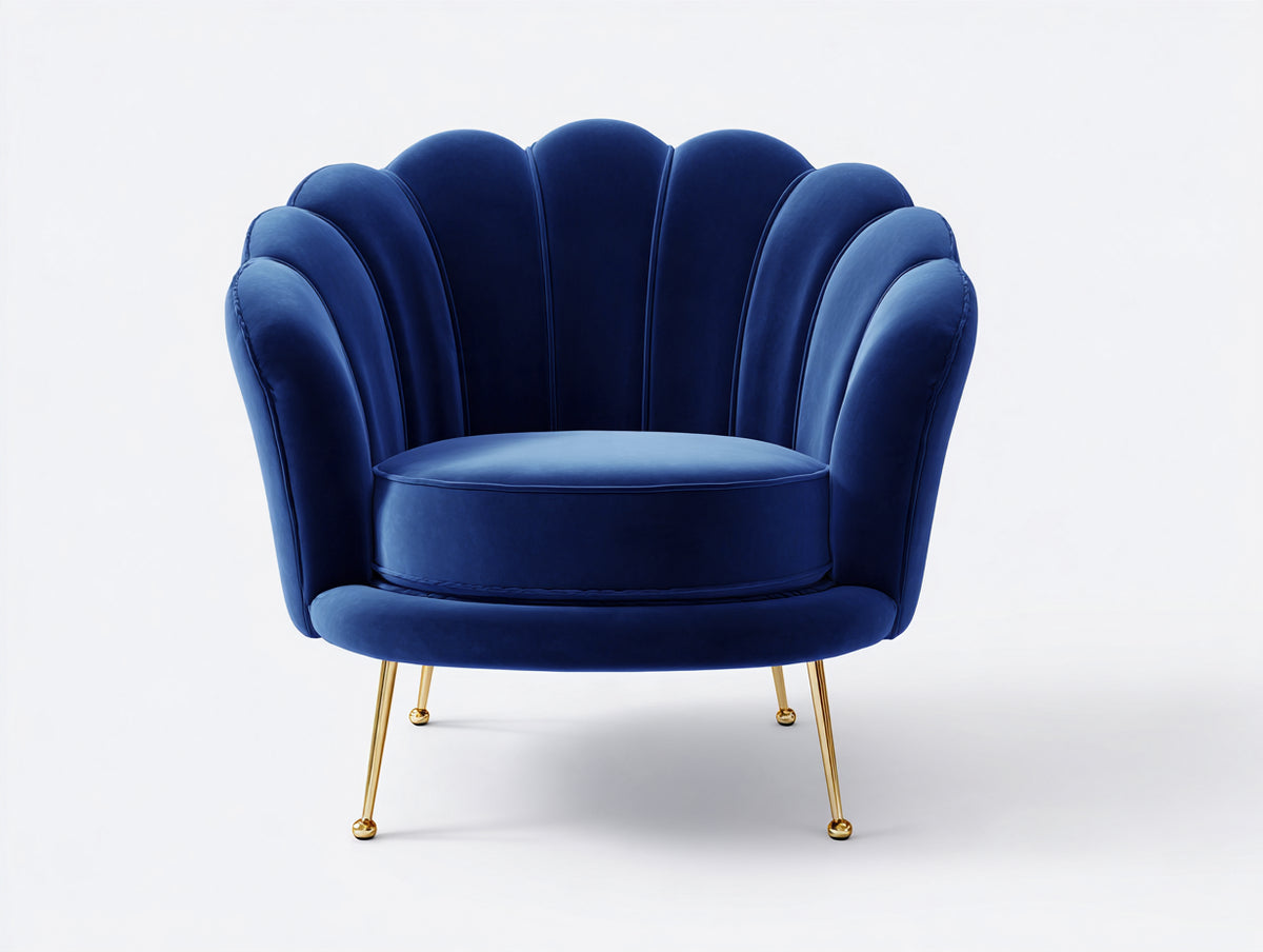 Poltrona - Velluto - 94x86x80 cm - Blu - Stile moderno