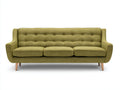 Divano a 3 posti - Tessuto - Legno - 220x88x84 cm - Verde oliva chiaro - Stile rétro moderno