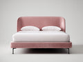 Letto matrimoniale - velluto-metallo - 210 x 180 x 110 cm - rosa cipria - stile moderno