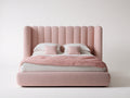 Letto matrimoniale - tessuto - 215 x 190 x 120 cm - rosa cipria - stile contemporaneo