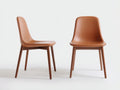 Sedia da pranzo - Ecopelle-Legno - 56x58x82 cm - Marrone - Stile moderno