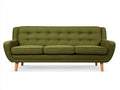 Divano a 3 posti - Tessuto - Legno - 218x86x82 cm - Verde oliva - Stile rétro moderno