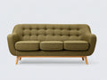 Divani a 3 posti - Tessuto-Legno - 206 x 88 x 85 cm - Verde oliva - Stile moderno di metà secolo