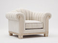 Poltrona - Velluto - Legno - 118x92x82 cm - Avorio - Stile classico