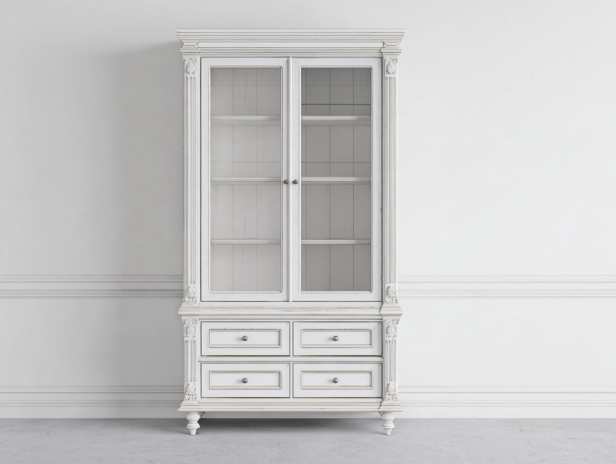 Vetrina - Legno-Vetro - 113x45x207 cm - Bianco - Design classico