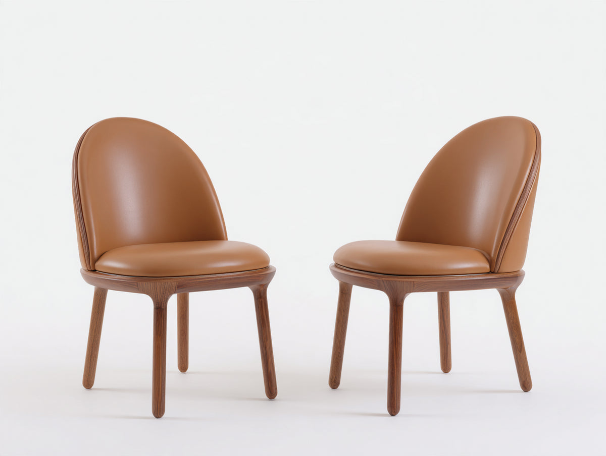 Sedia da pranzo - Ecopelle-Legno - 58x60x82 cm - Marrone - Stile moderno