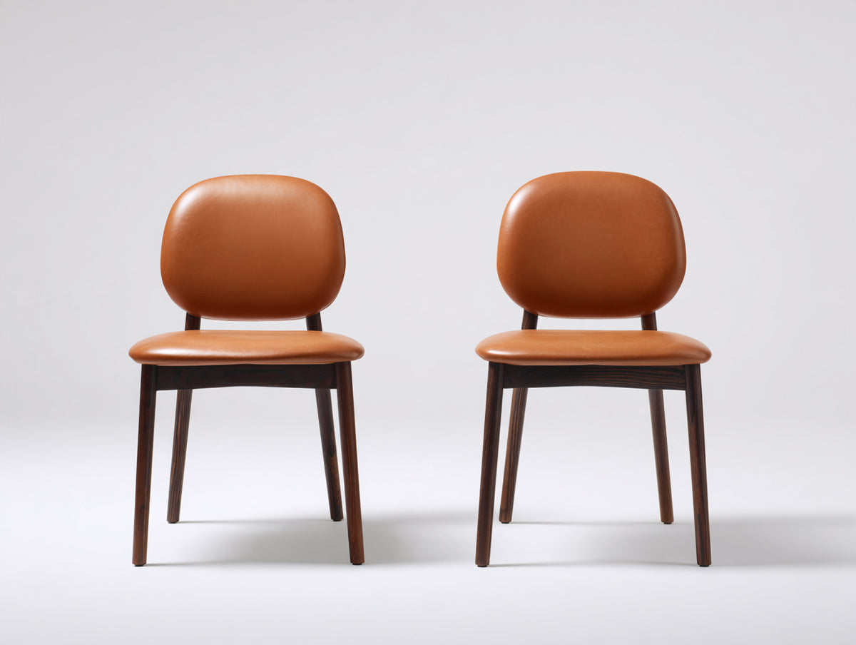Sedia da pranzo - Ecopelle-Legno - 56x58x82 cm - Marrone - Stile moderno