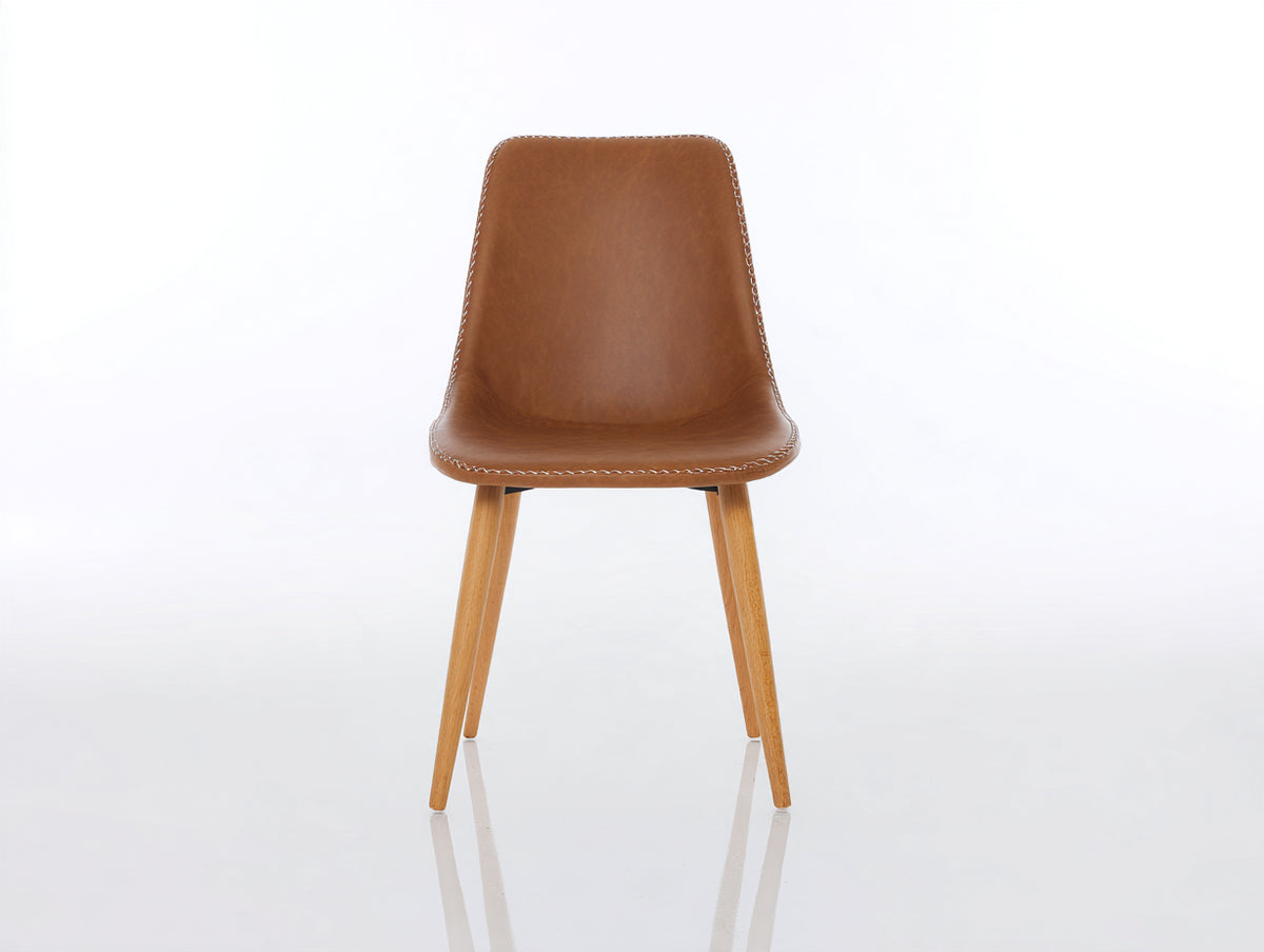 Sedia da pranzo - Ecopelle-Legno - 52x56x82 cm - Marrone - Stile moderno