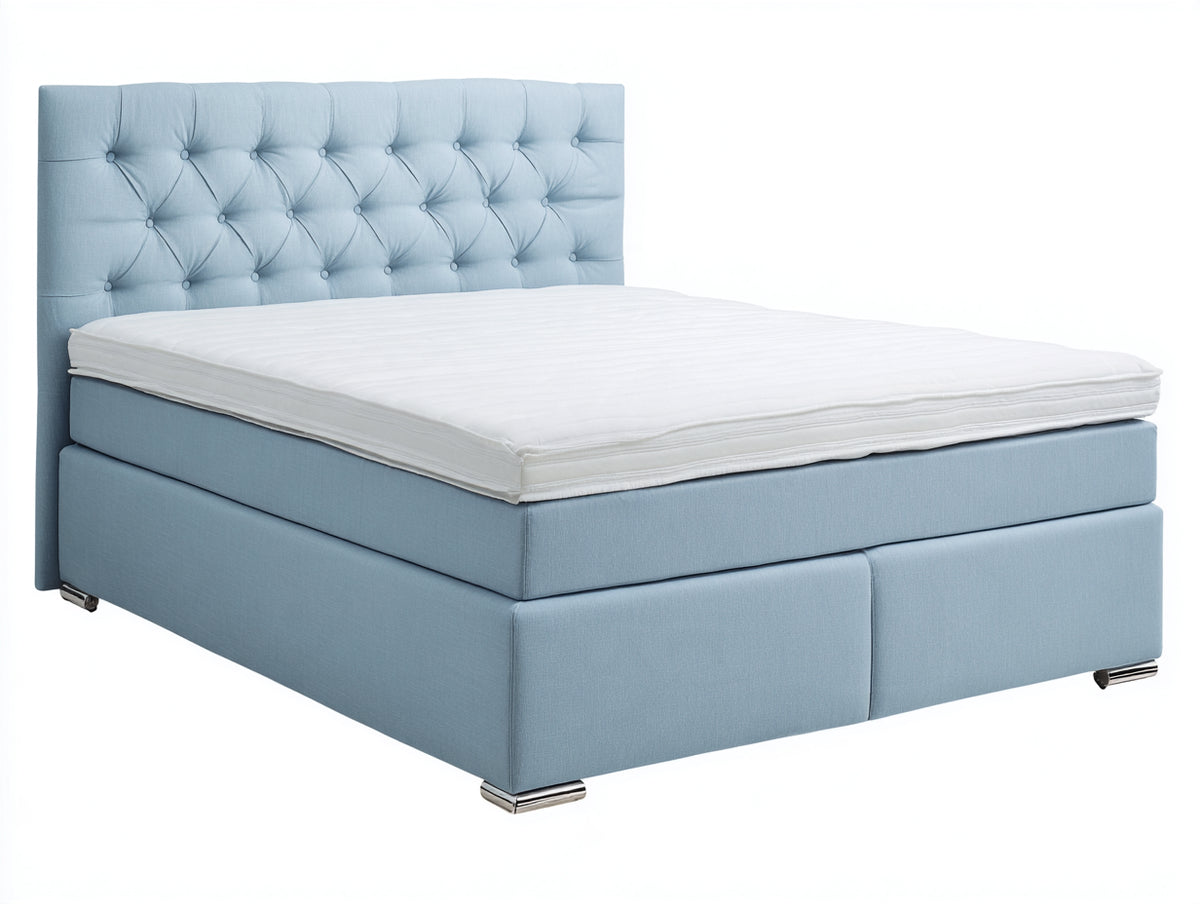 Letto matrimoniale - tessuto-metallo - 215 x 180 x 120 cm - azzurro chiaro - stile contemporaneo