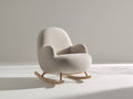 Sedia a dondolo - Tessuto bouclé-Legno - 78x86x81 cm - Avorio-Marrone naturale - Scandinavo