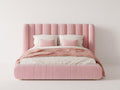 Letto matrimoniale - tessuto-metallo - 220 x 195 x 130 cm - rosa-bianco - stile contemporaneo